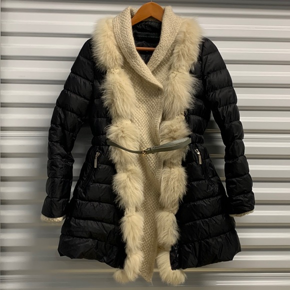 Ermanno Scervino Jacket Fur Trim Women’s Size 40 (US 4) Black‎ Designer Italy - Picture 1 of 13